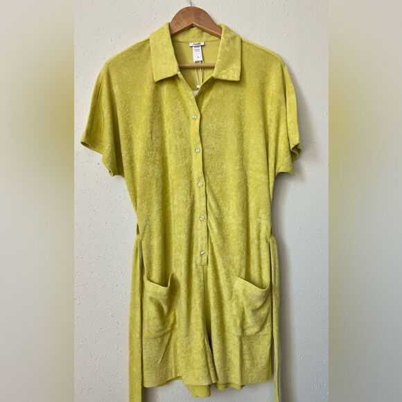 NWT Andie Swim The Palma Terry Button- Up Romper in Honeysuckle Size M - Picture 2 of 8